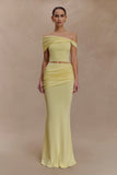 Irene Gathered Knit Maxi Skirt Lemon