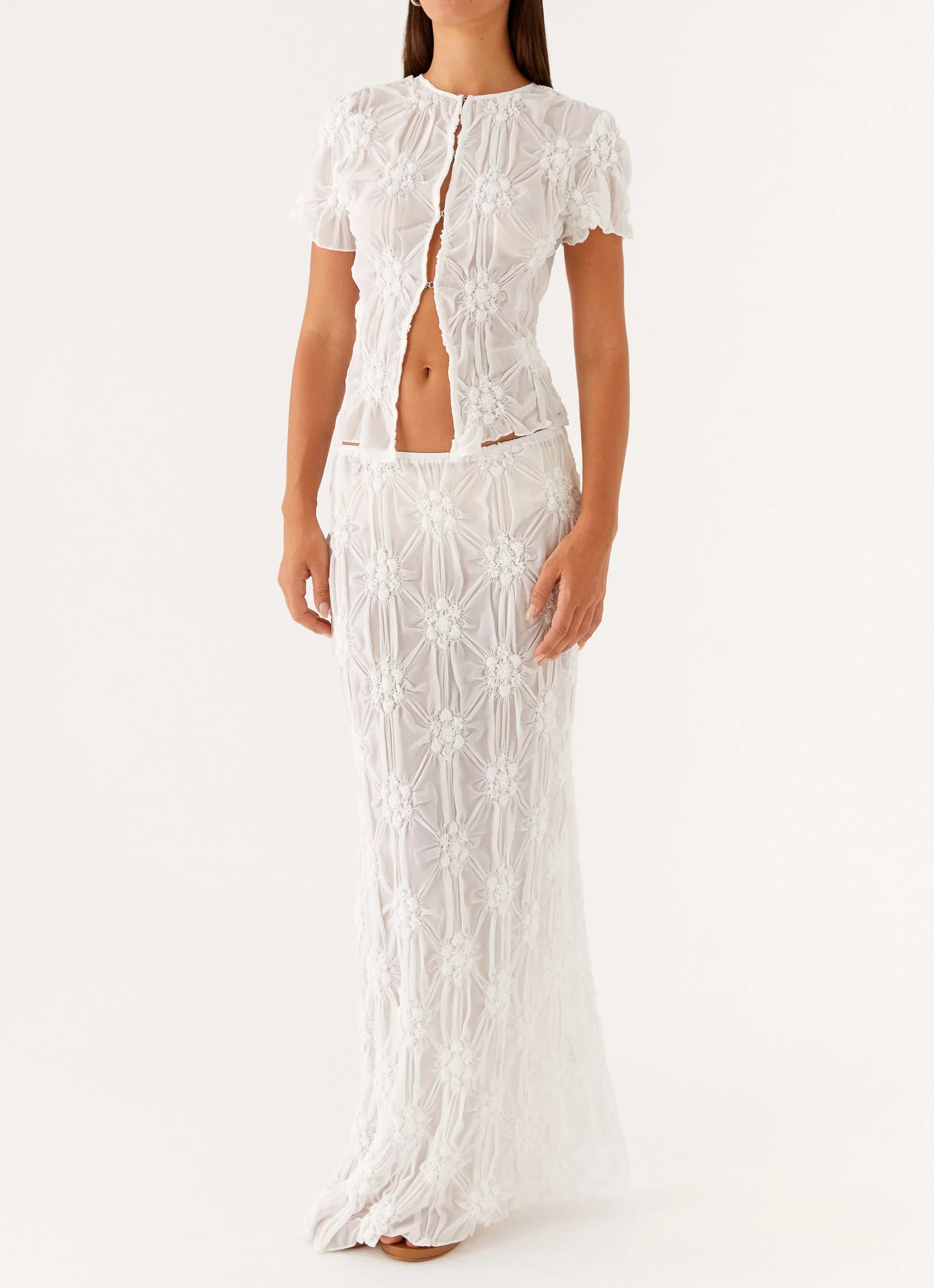 Effortlessly Low Rise Maxi Skirt Ivory