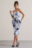 Chateau Mono Print Bandeau Midi Dress