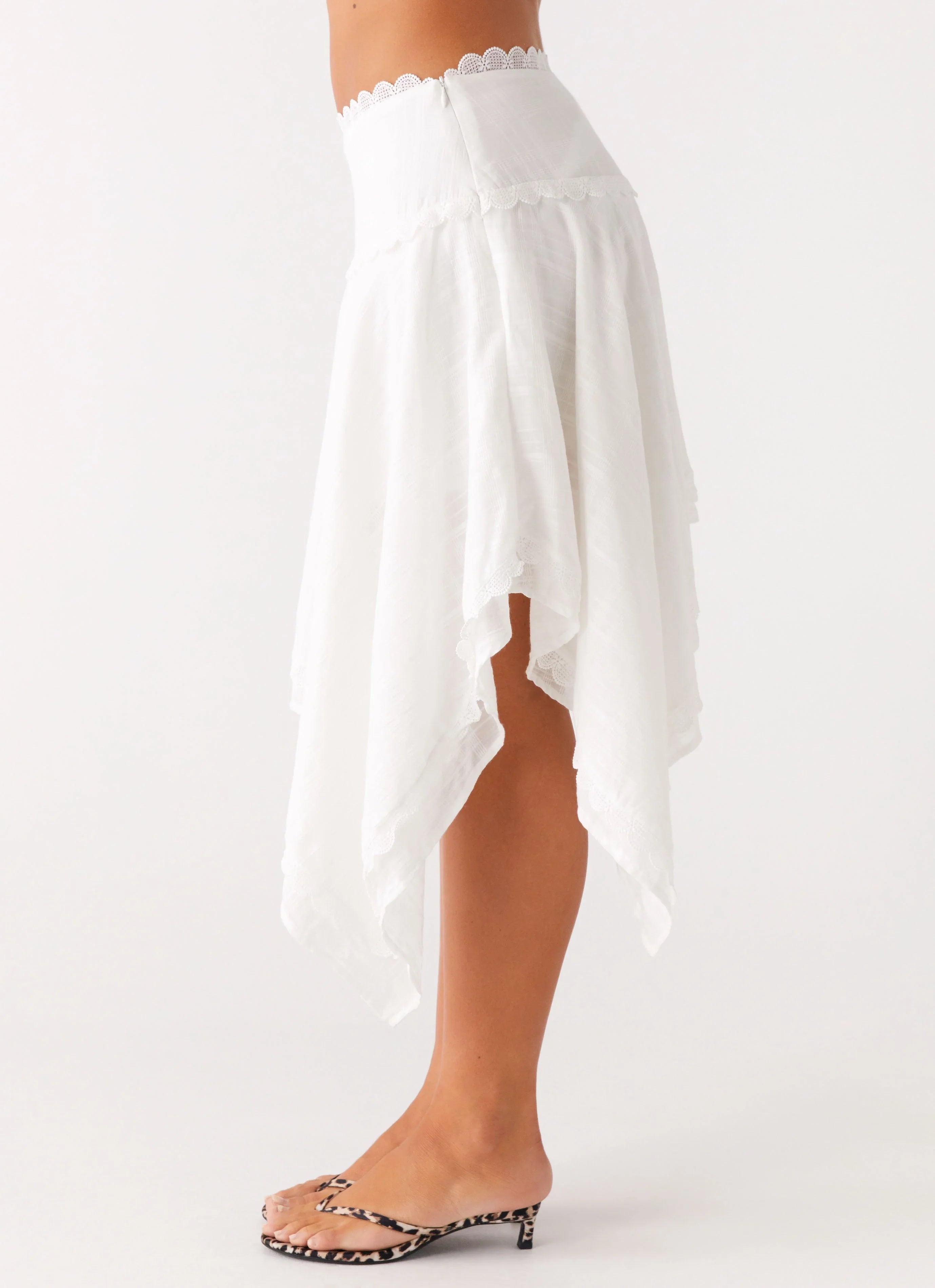Clearwater Mist Midi Skirt White