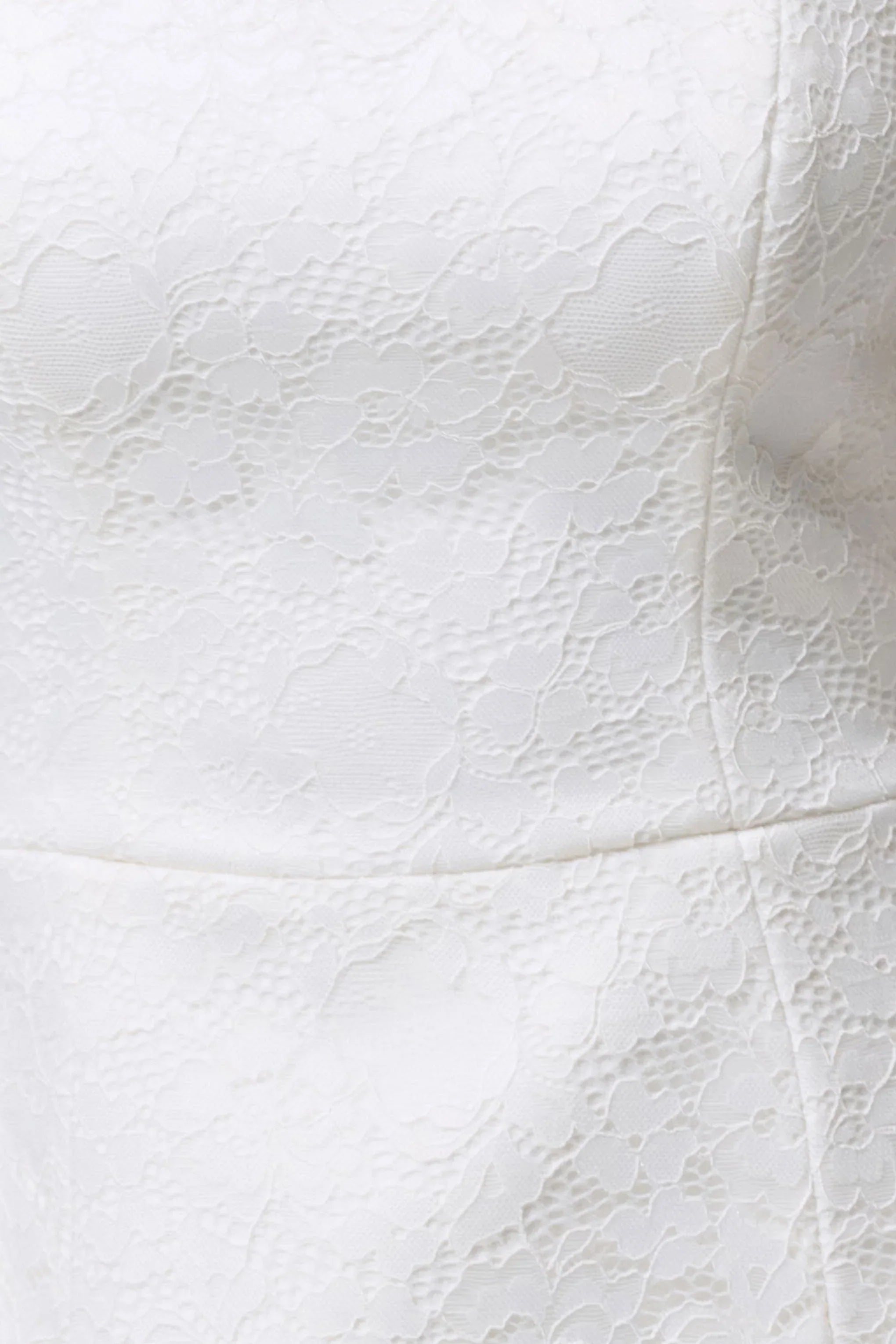 Bijou White Square Neck Lace Long Sleeve Mini Dress