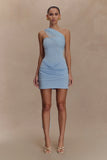 Mattea Slinky And Mesh Mini Dress With Scarf Powder Blue