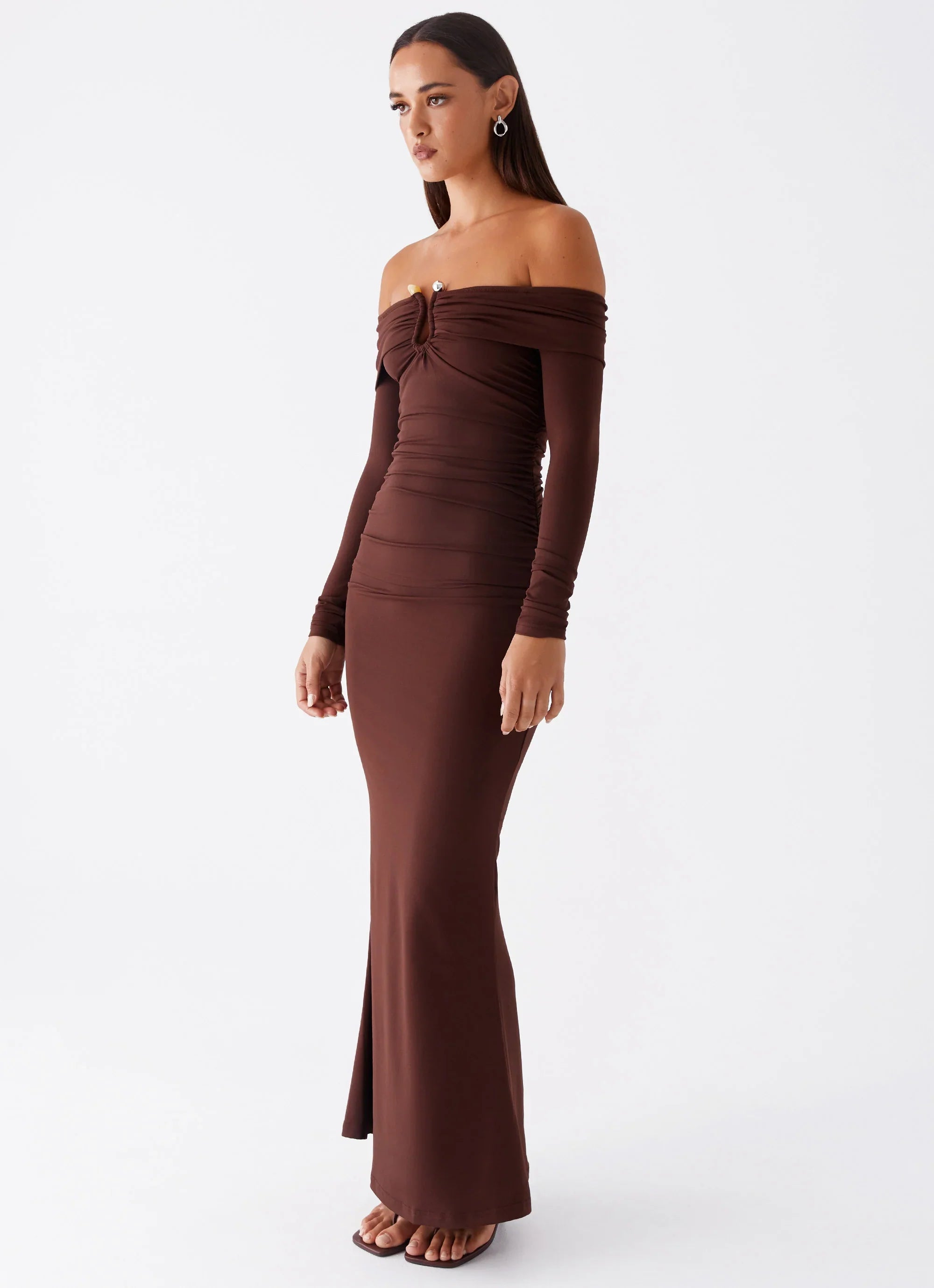Rudy Long Sleeve Maxi Dress Chocolate