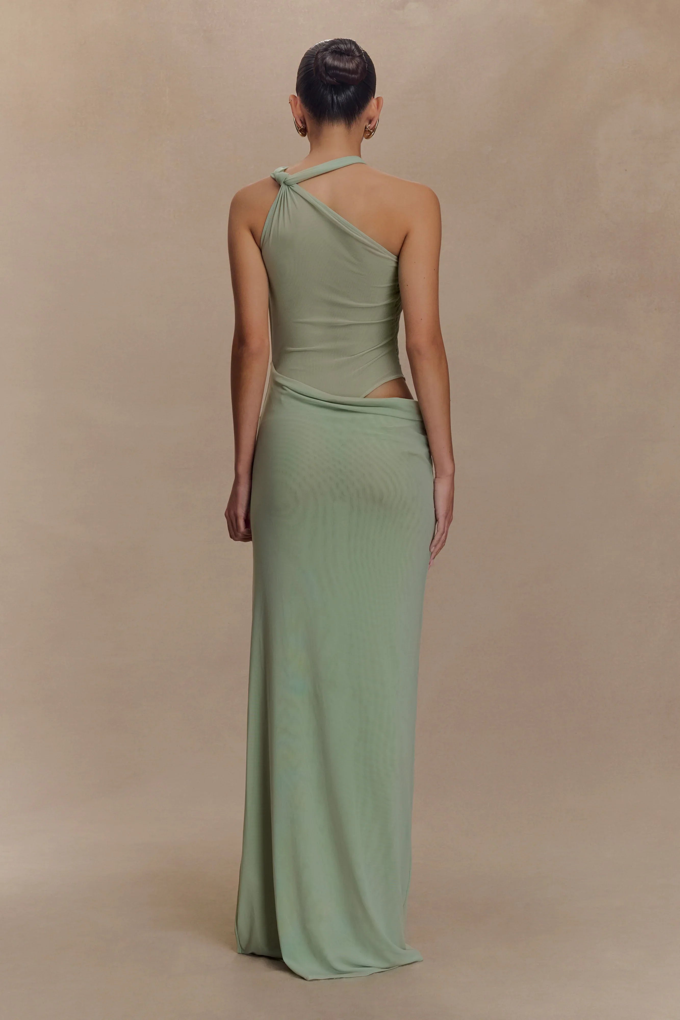 Edwina Knotted Mesh Maxi Dress Sage