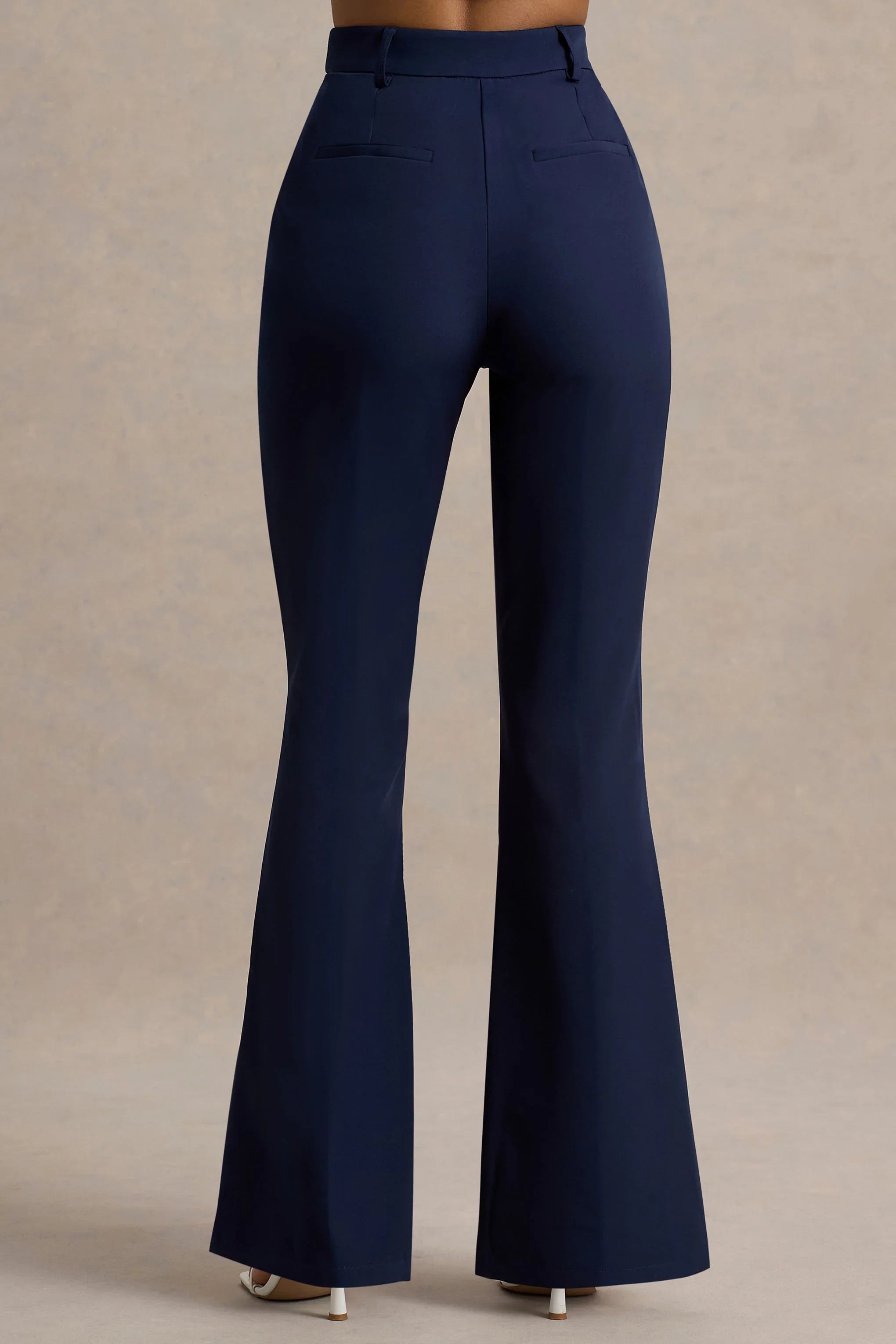 Jada Navy Tailored Flared Leg Trousers