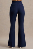 Jada Navy Tailored Flared Leg Trousers