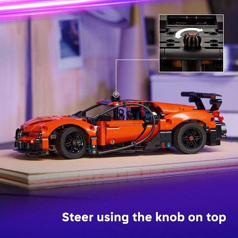 LEGO Technic Bugatti Chiron Pur Sport Hypercar Building Toy for Boys Girls Sports Car Toy W Realistic Steering Engine for Kids Racing Fans Ages 9 Gift Idea for Birthdays 42222
