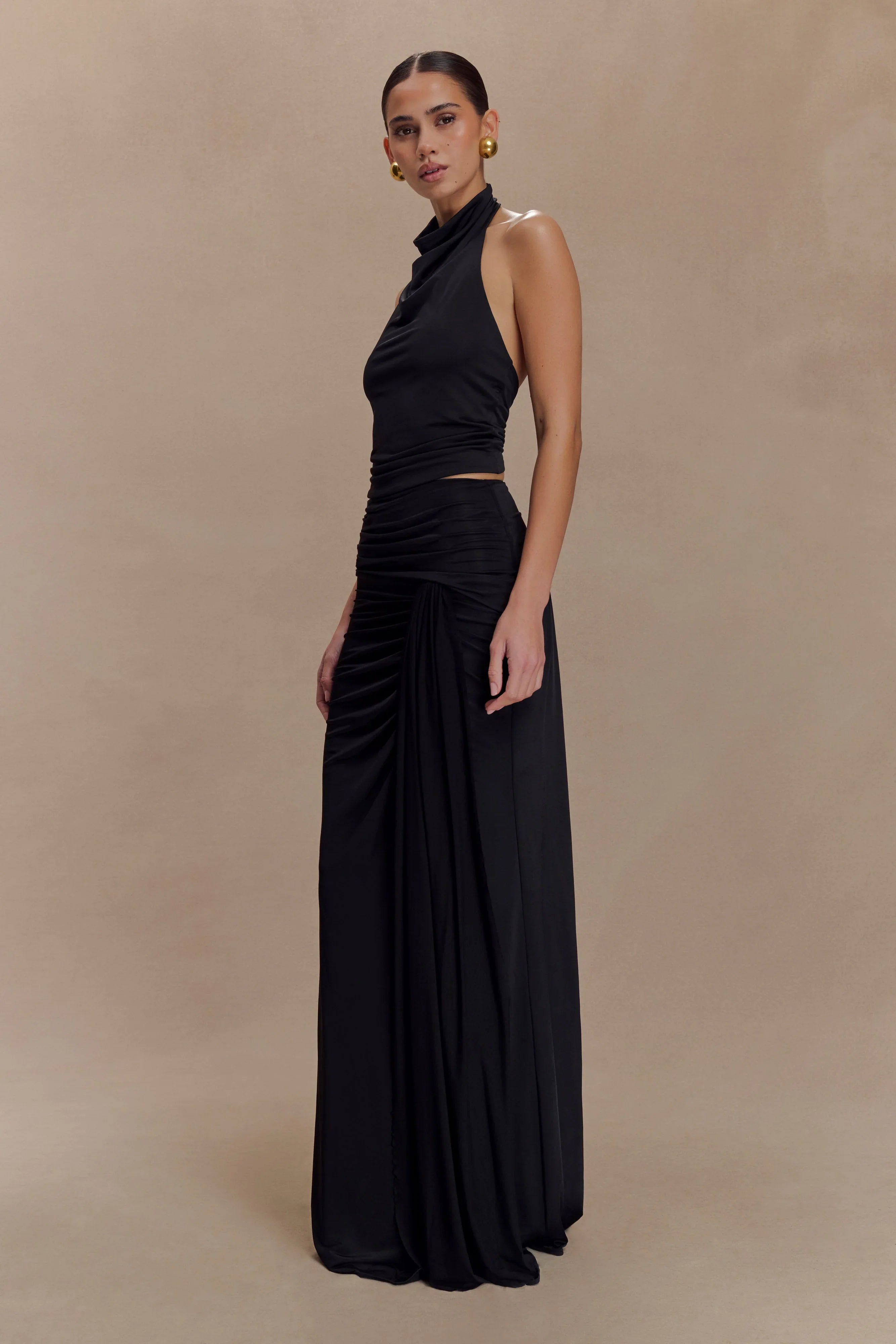 Calandra Slinky Maxi Skirt Black
