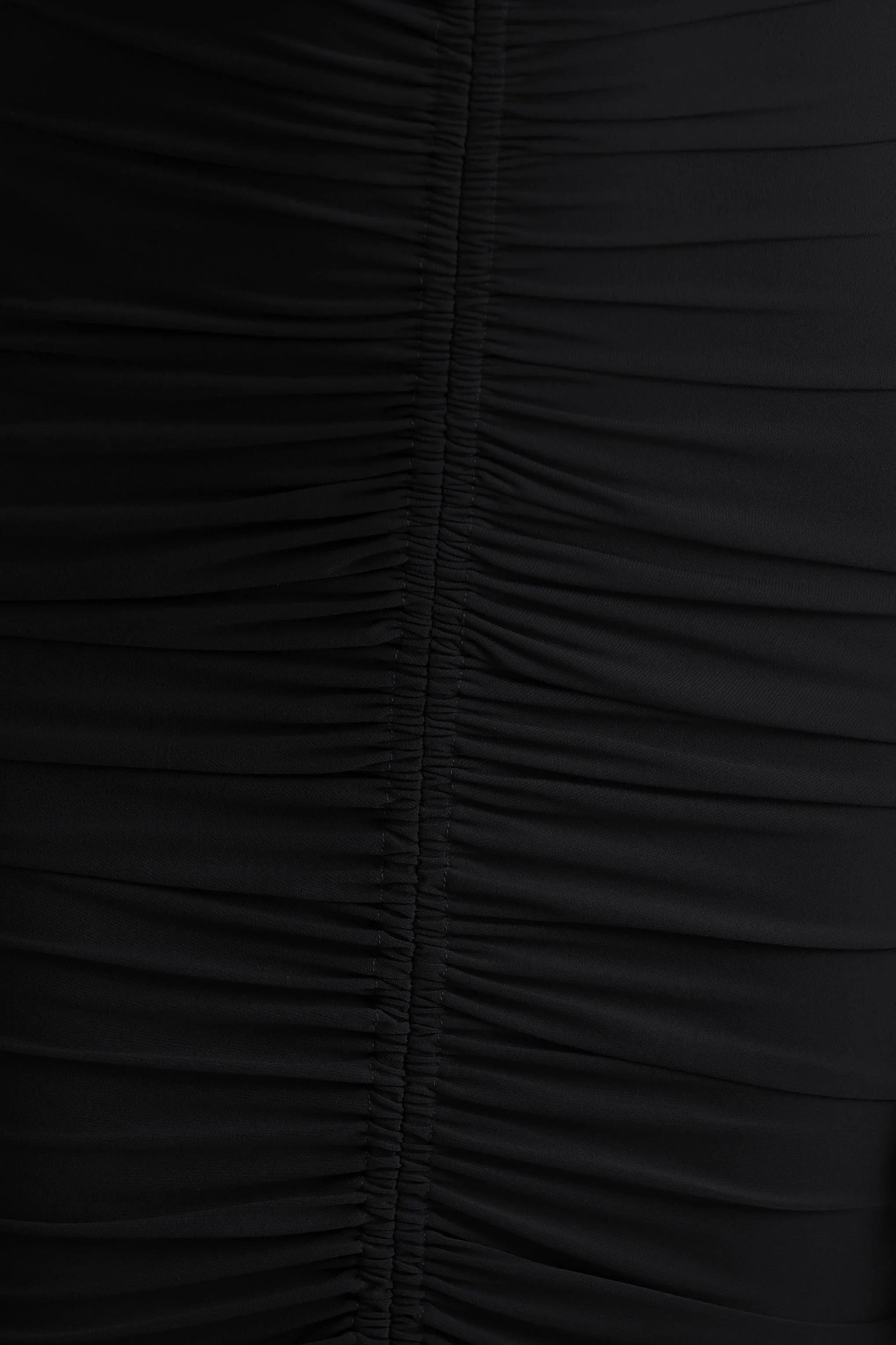 Jewel Black Plunge Neck Maxi Dress With Front Split and Ruched Detailing