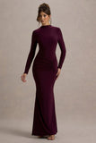 Reid Plum Long Sleeve Gathered Maxi Dress