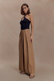 Owen Draped Wide Leg Pants Mocha
