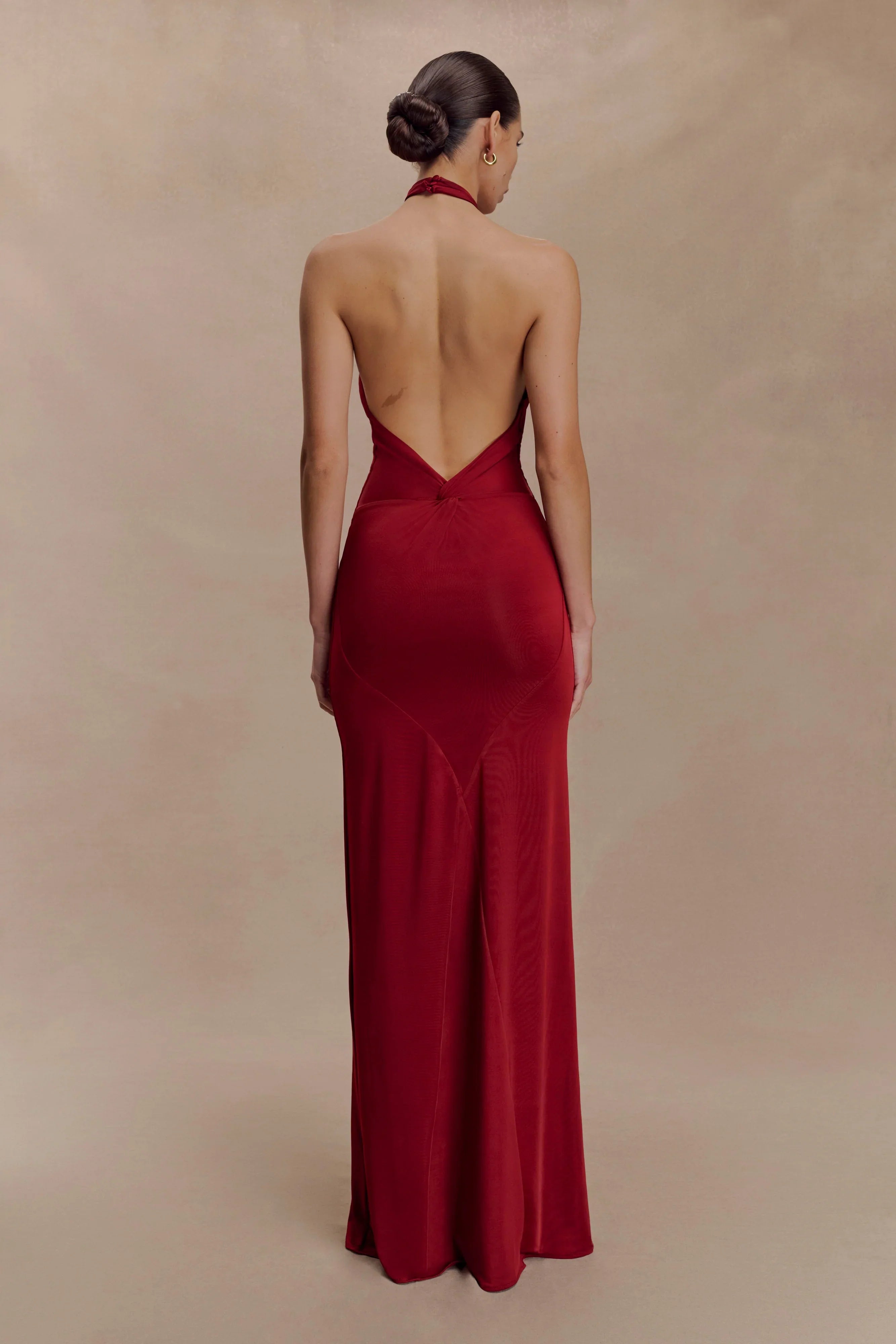 Elyna Slinky Halter Maxi Dress Deep Red