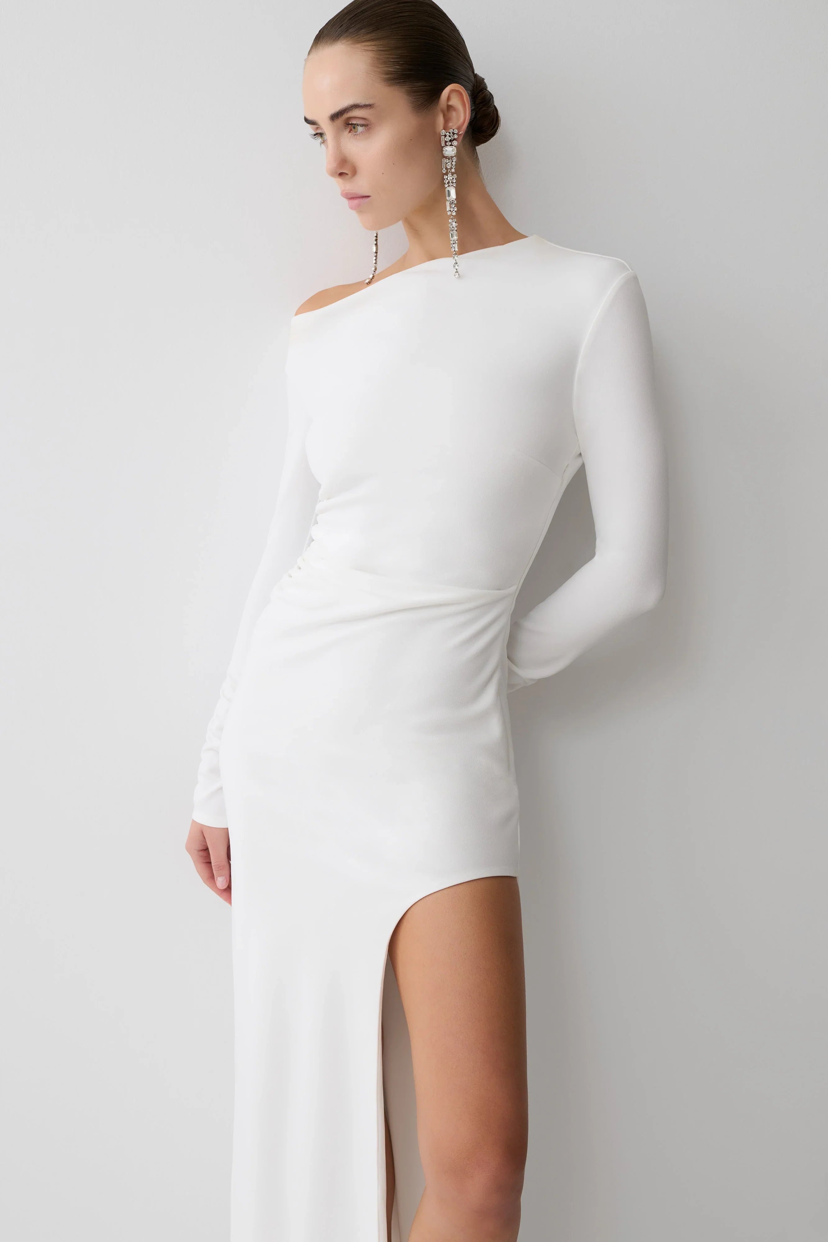Thalyn Crepe Maxi Dress With Split White