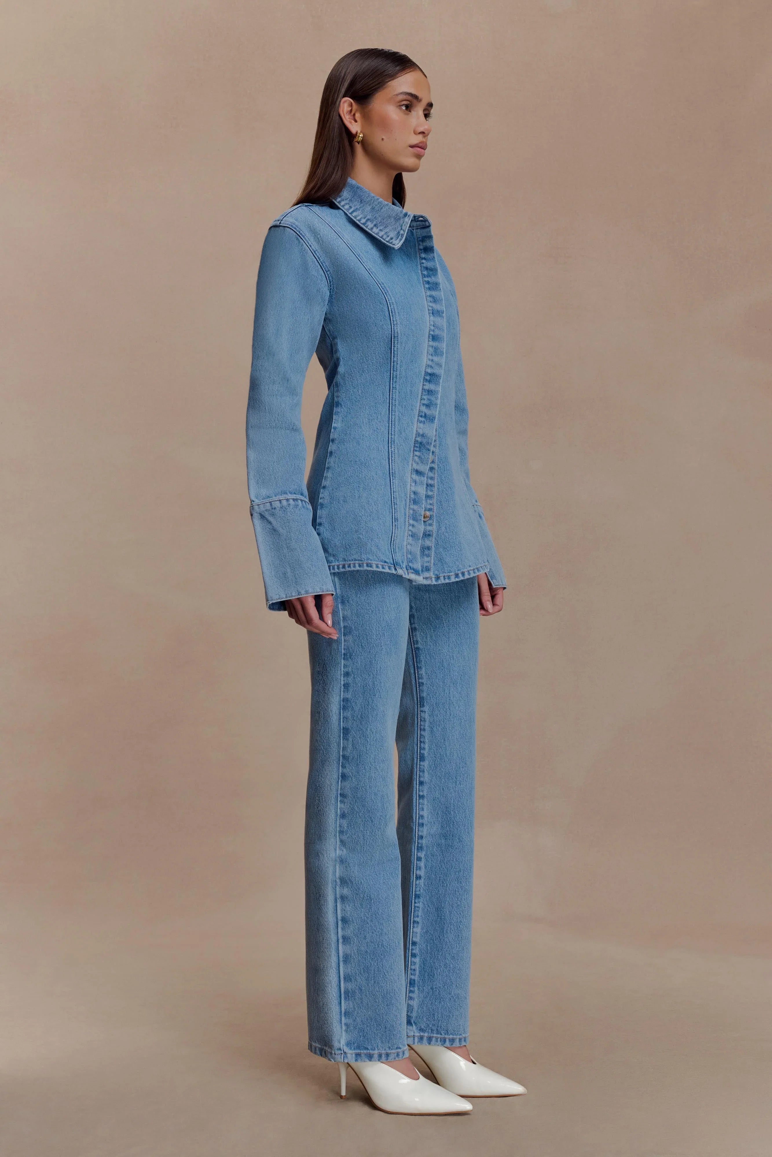 Janine High Waisted Straight Leg Jeans Classic Blue