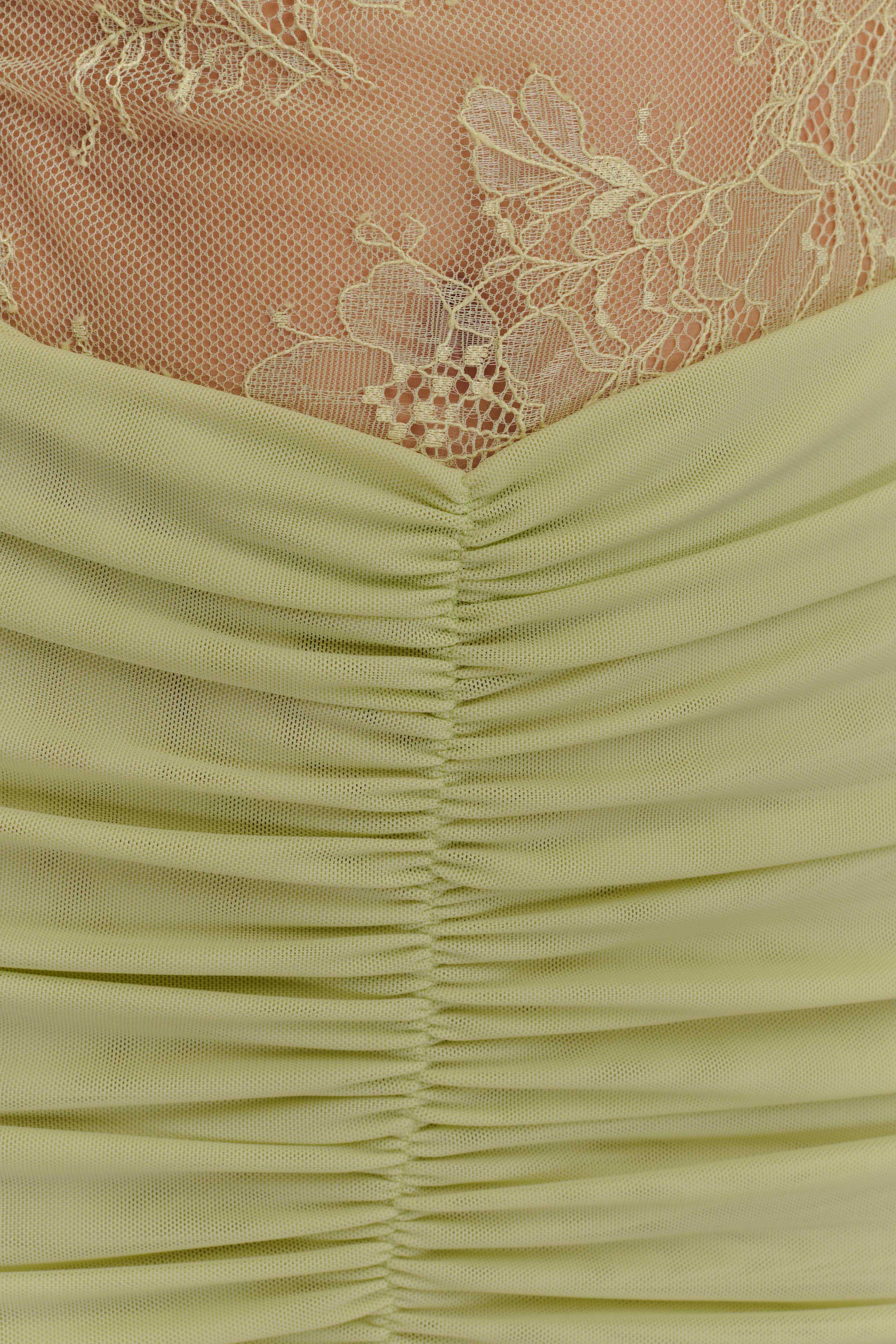 Khadijah Lace And Mesh Maxi Dress Sage