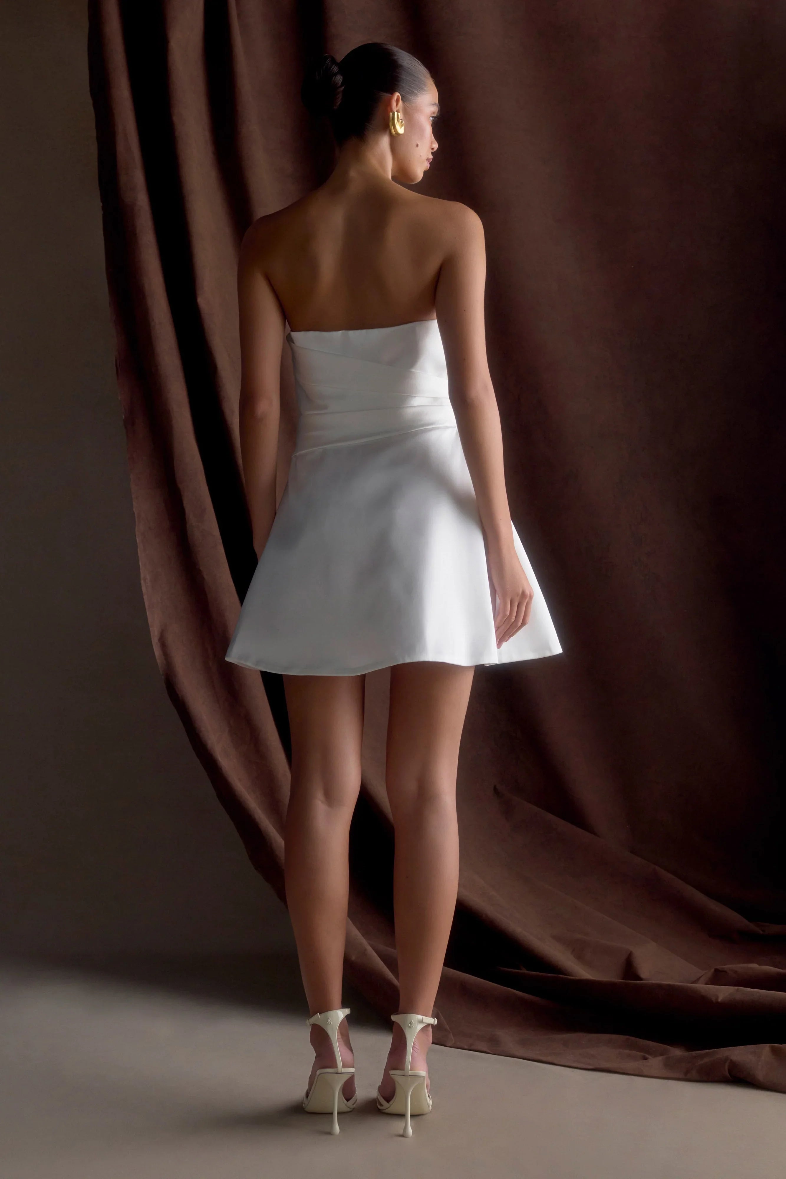 Lora Strapless Satin Mini Dress White