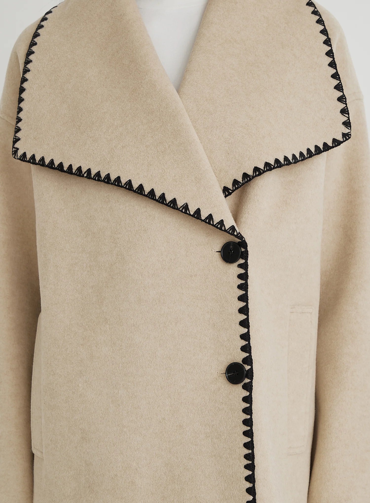 Beige Contrast Stitch Oversized Jacket