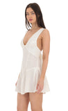 Plunge V Neck Dress in White
