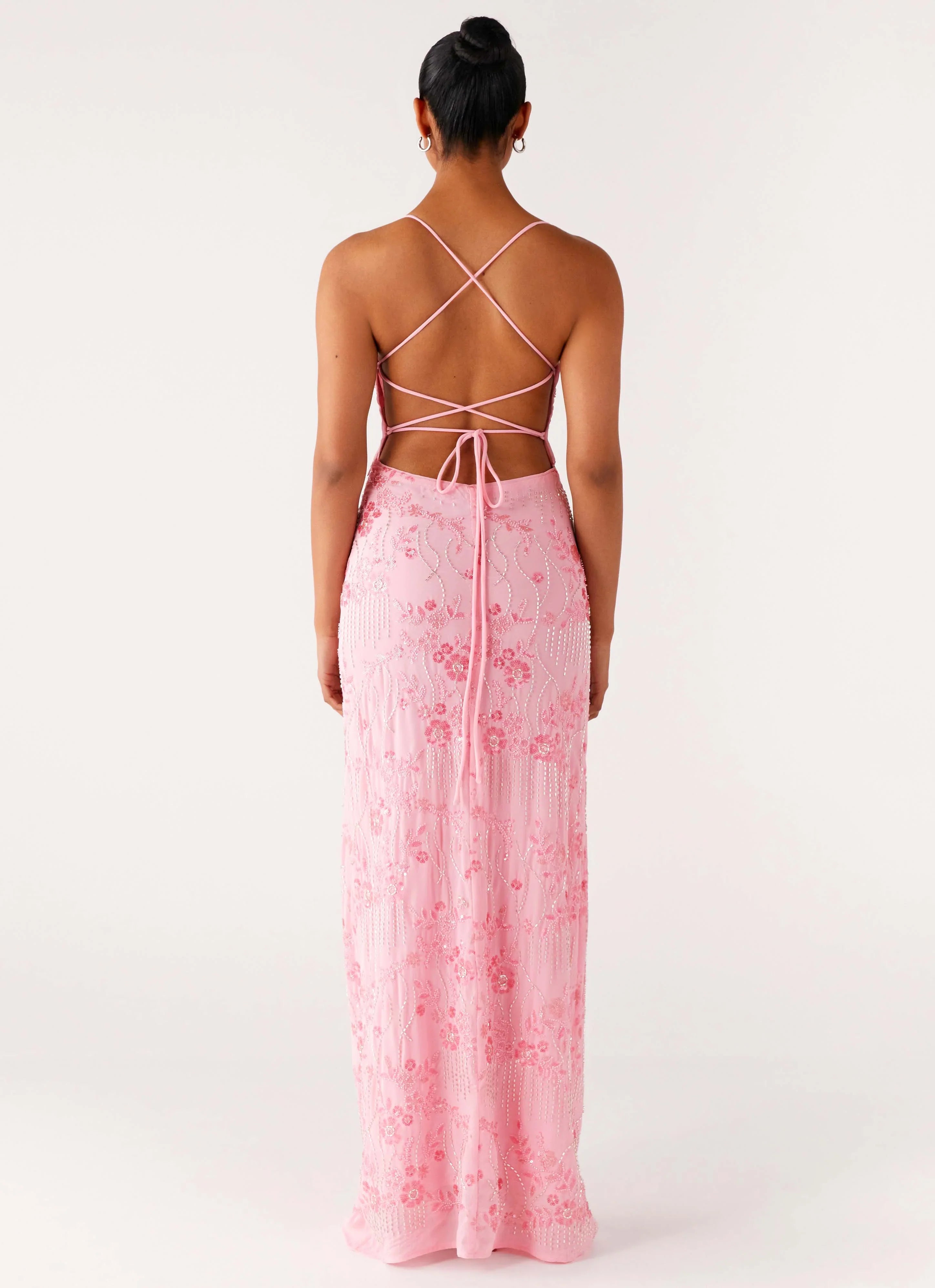 Vietta Sequin Cami Maxi Dress Pink