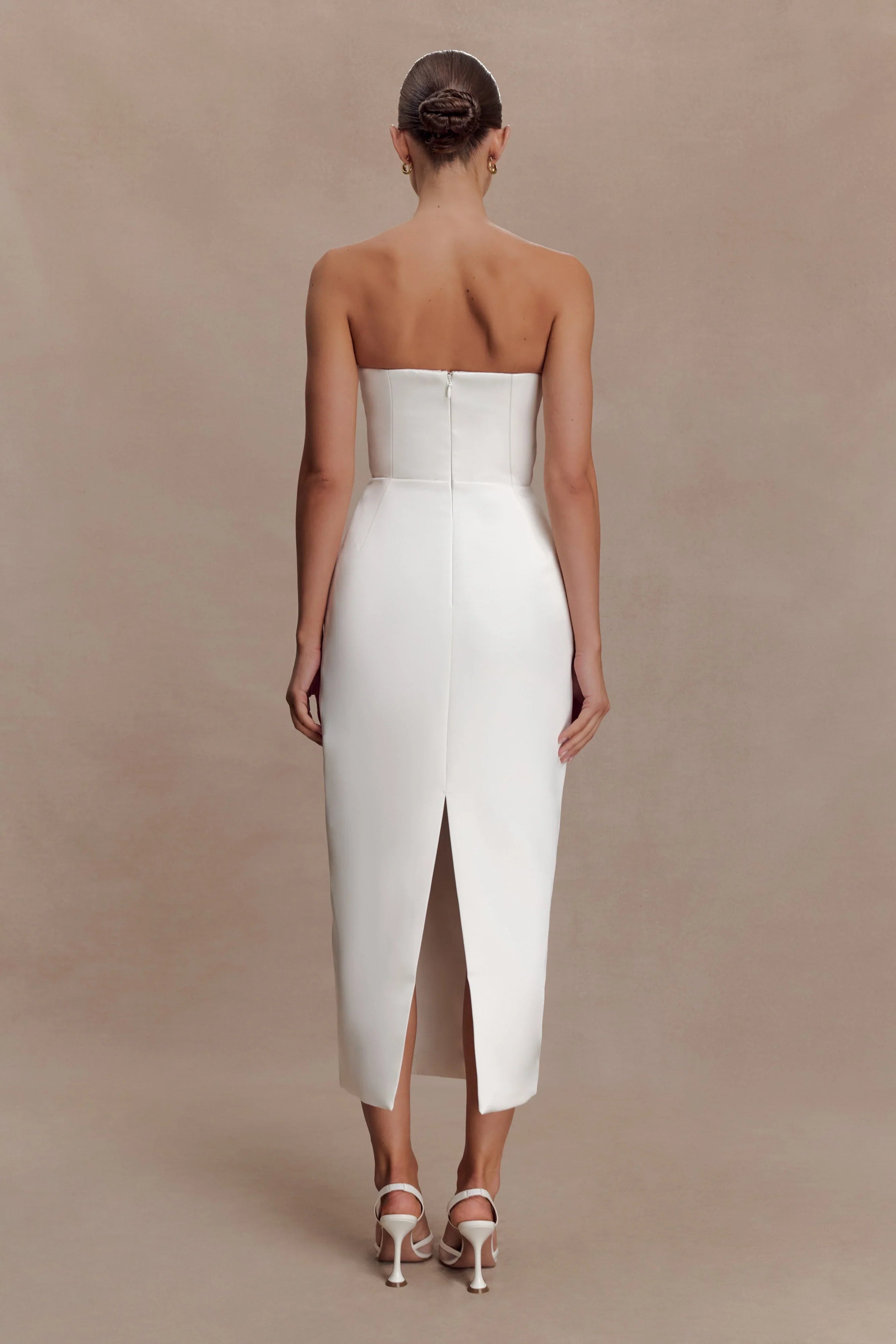 Ophelia Peplum Satin Maxi Dress Ivory