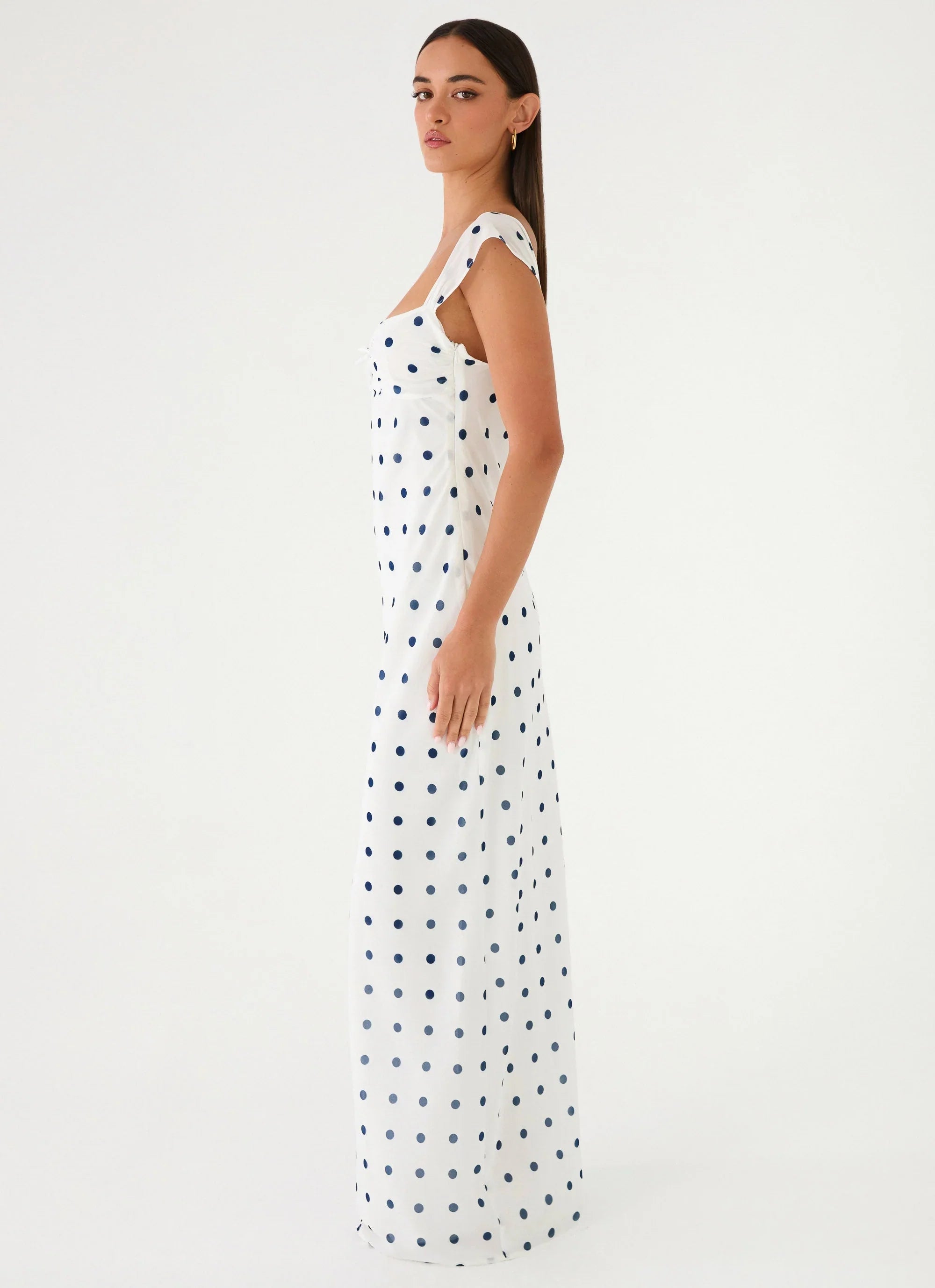 Roma Notte Maxi Dress Porcelain Blue Polka Dot