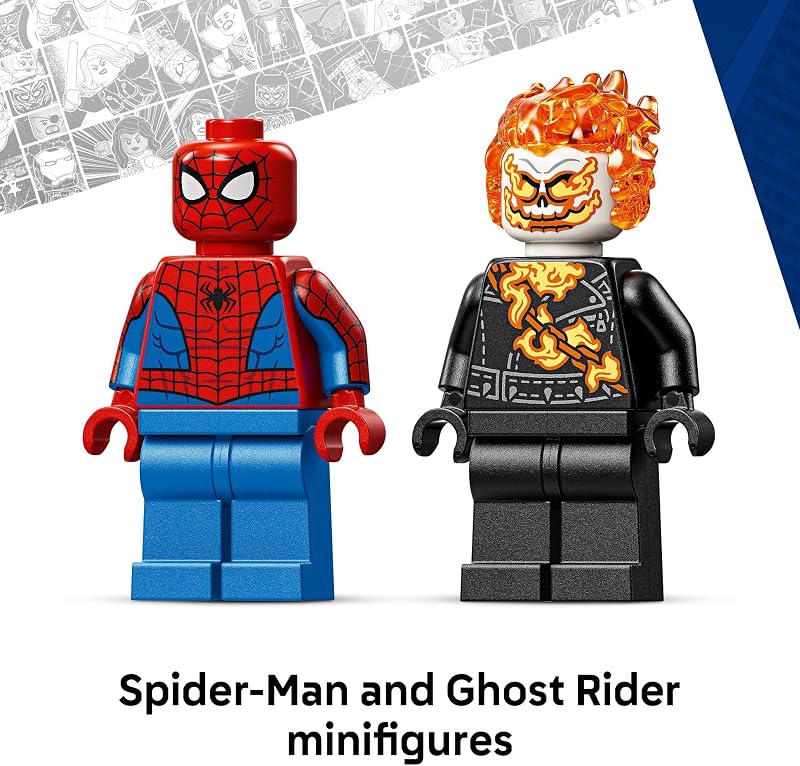 LEGO Marvel Spider Man vs Ghost Rider Motorcycle Building Toy for Boys Girls Ages 6 Super Hero Villain Playset W 2 Marvel Minifigures Gift Idea for Kids Fans 76335