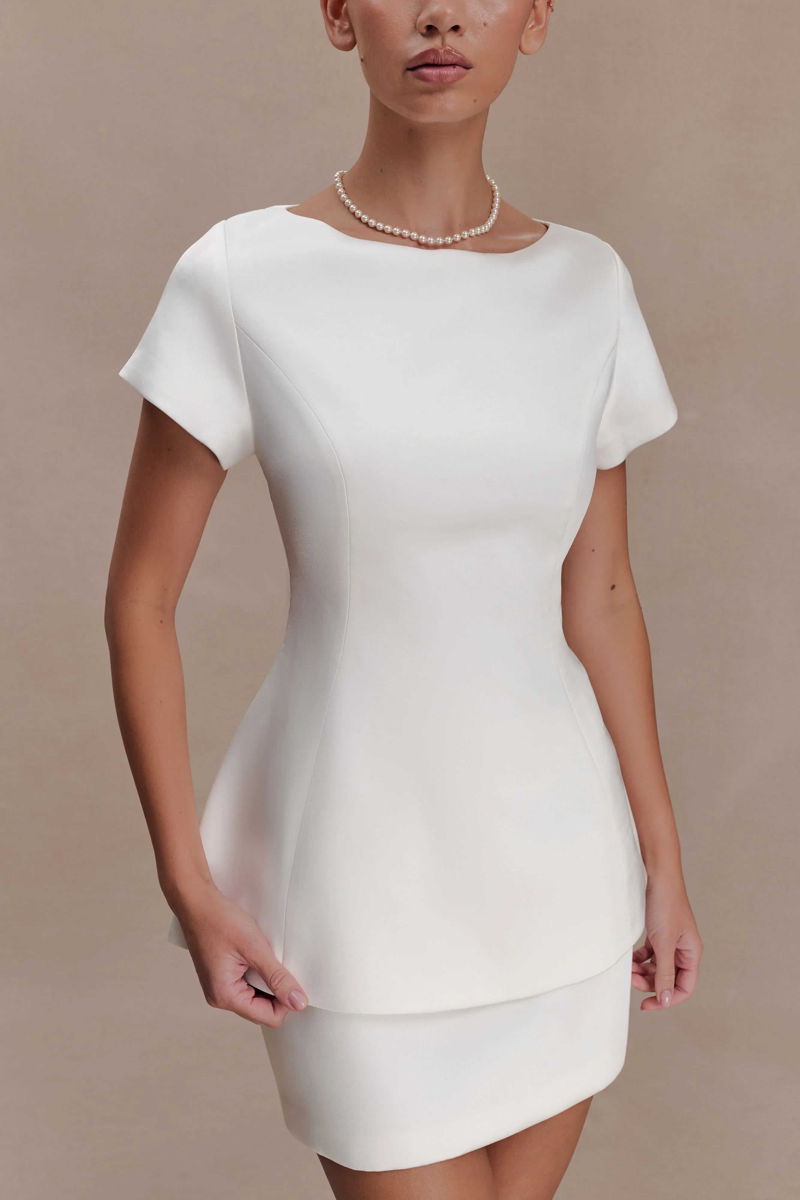 Adeline Short Sleeve Satin Top White