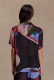 Rachel Chiffon Short Sleeve Shirt Multi Fluid Reverie Print