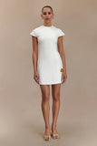 Remi Suiting Mini Dress With Floral Hardware White