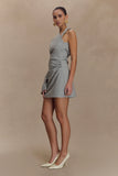 Dorian Twist Shoulder Mini Dress Charcoal Marle