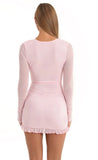 Glitter Mesh Plunging V Neck Dress in Pink