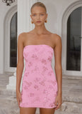 Push Back Beaded Sequin Mini Dress Pink