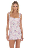 Tassel Strap Floral Dress in Lavender