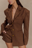 Sally Faux Suede Short Milk Chocolate