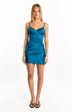 Higher Ground Teal Ruched Party Mini Dress