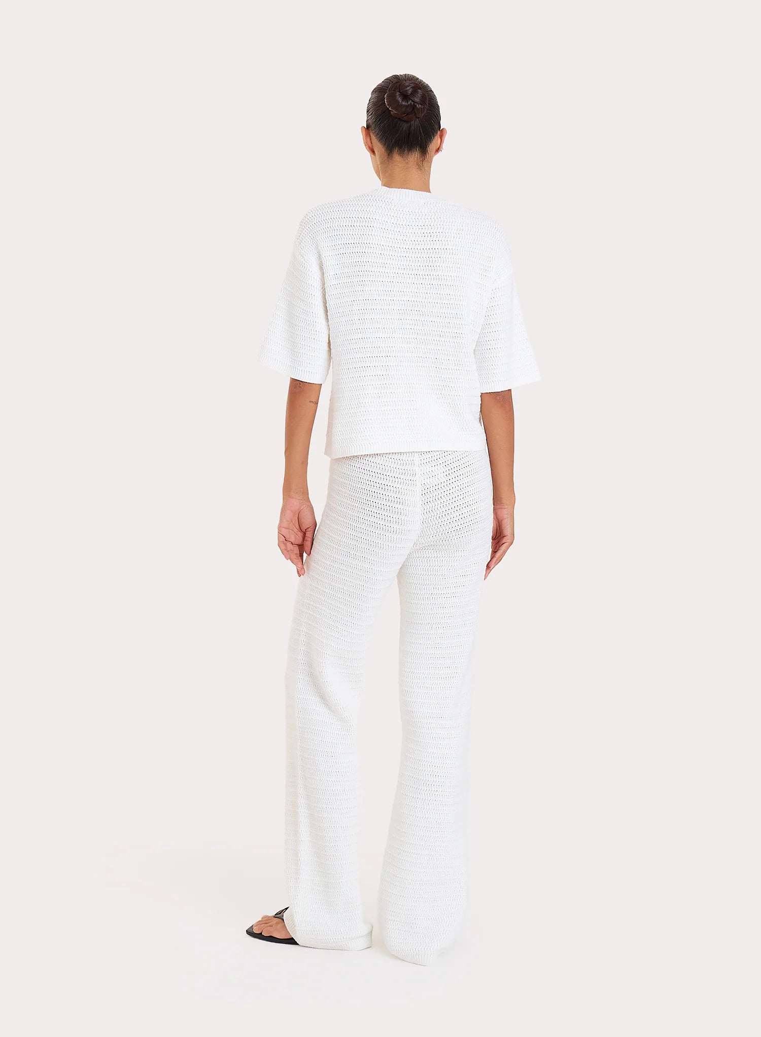 White Crochet Straight Leg Trousers