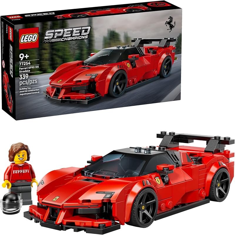 LEGO Speed Champions Ferrari SF90 XX Stradale Sports Car Building Toy for Kids Building Set W Ferarri Driver Minifigure for Boys Girls Ages 9 Gift Idea for Birthdays 77254