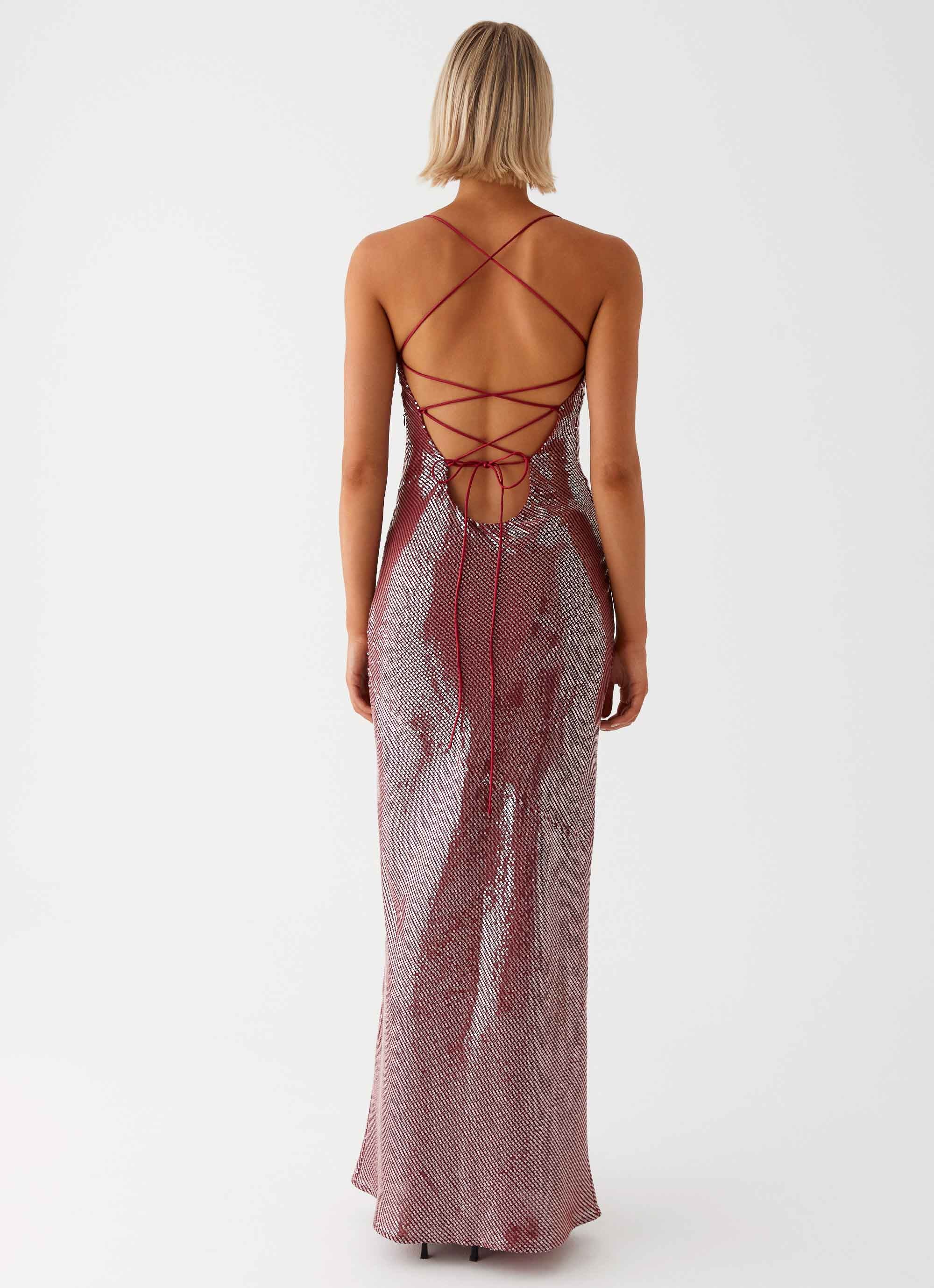 Jada Sequin Maxi Dress Red