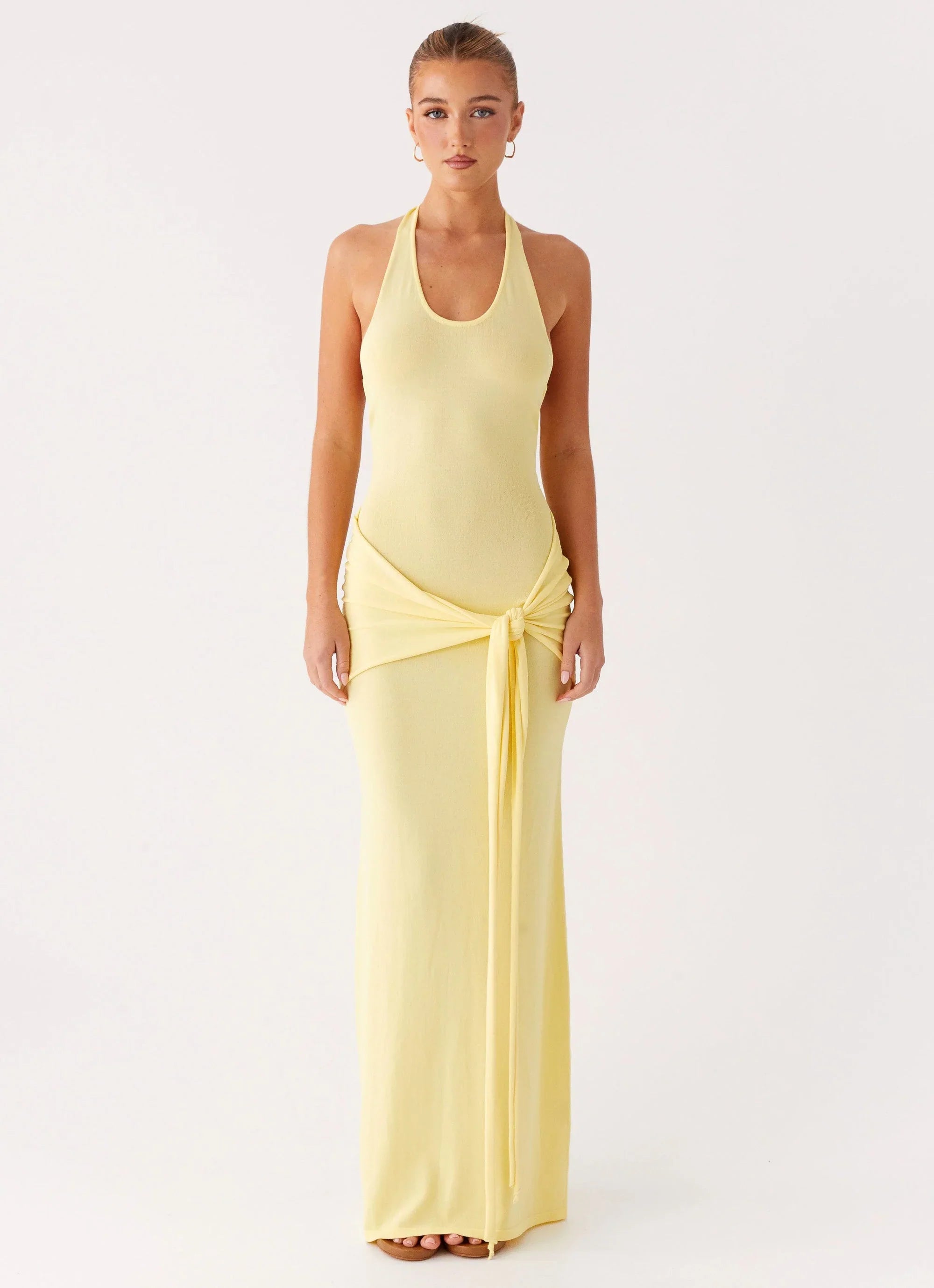 Pina Colada Knit Maxi Dress Yellow