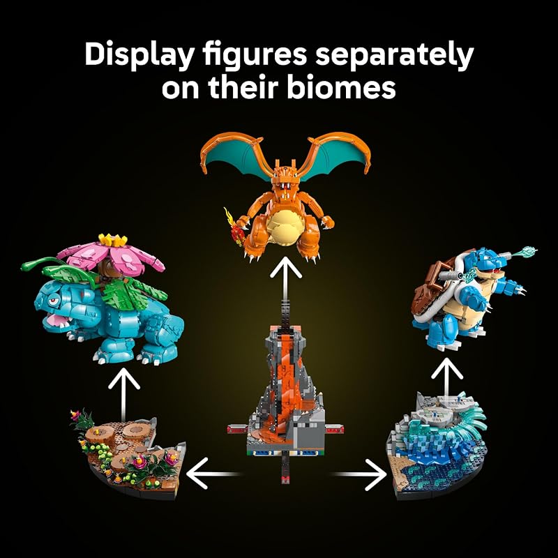 LEGO Pokémon Venusaur Charizard and Blastoise Building Set for Adults Ages 18 Collectible Pokémon Figures Gift Idea for Men Women 72153