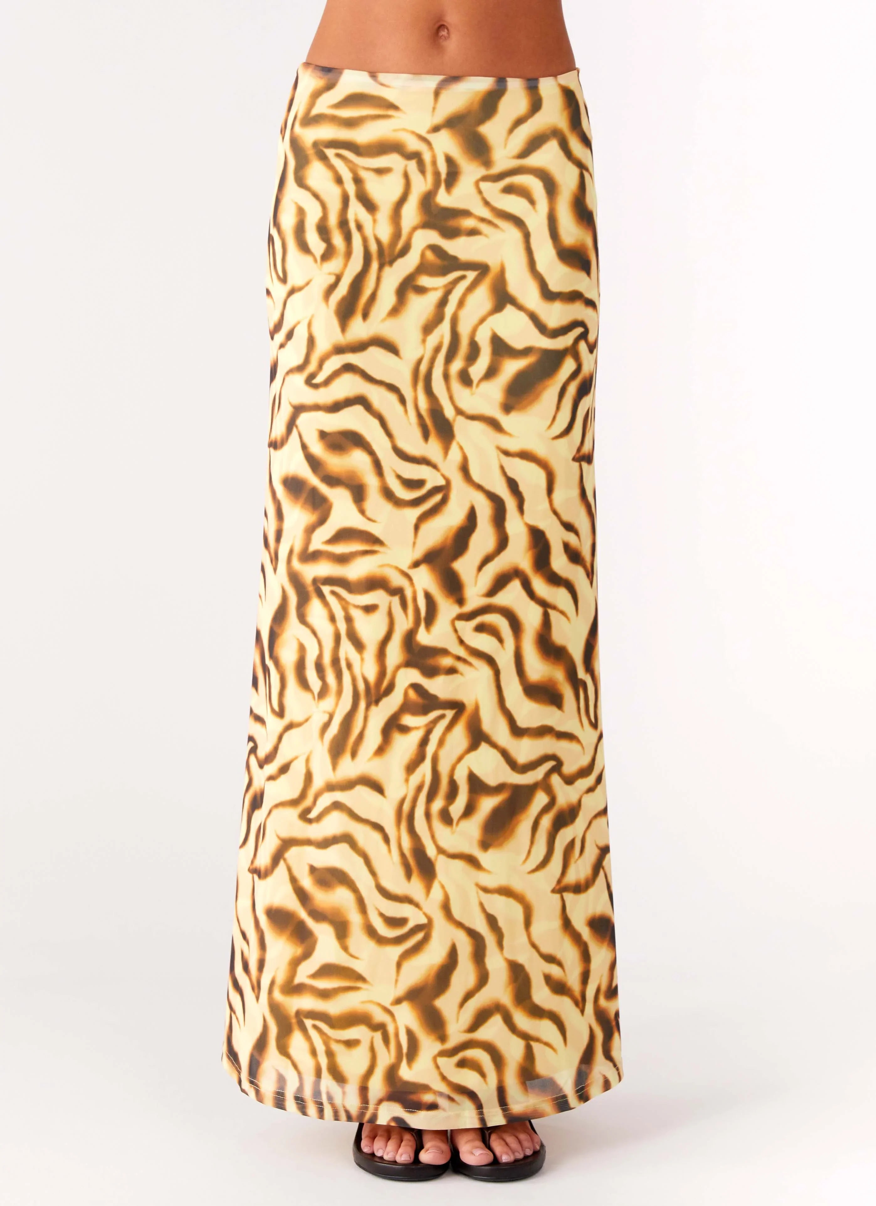 Call Me Low Rise Maxi Skirt Yellow Zebra