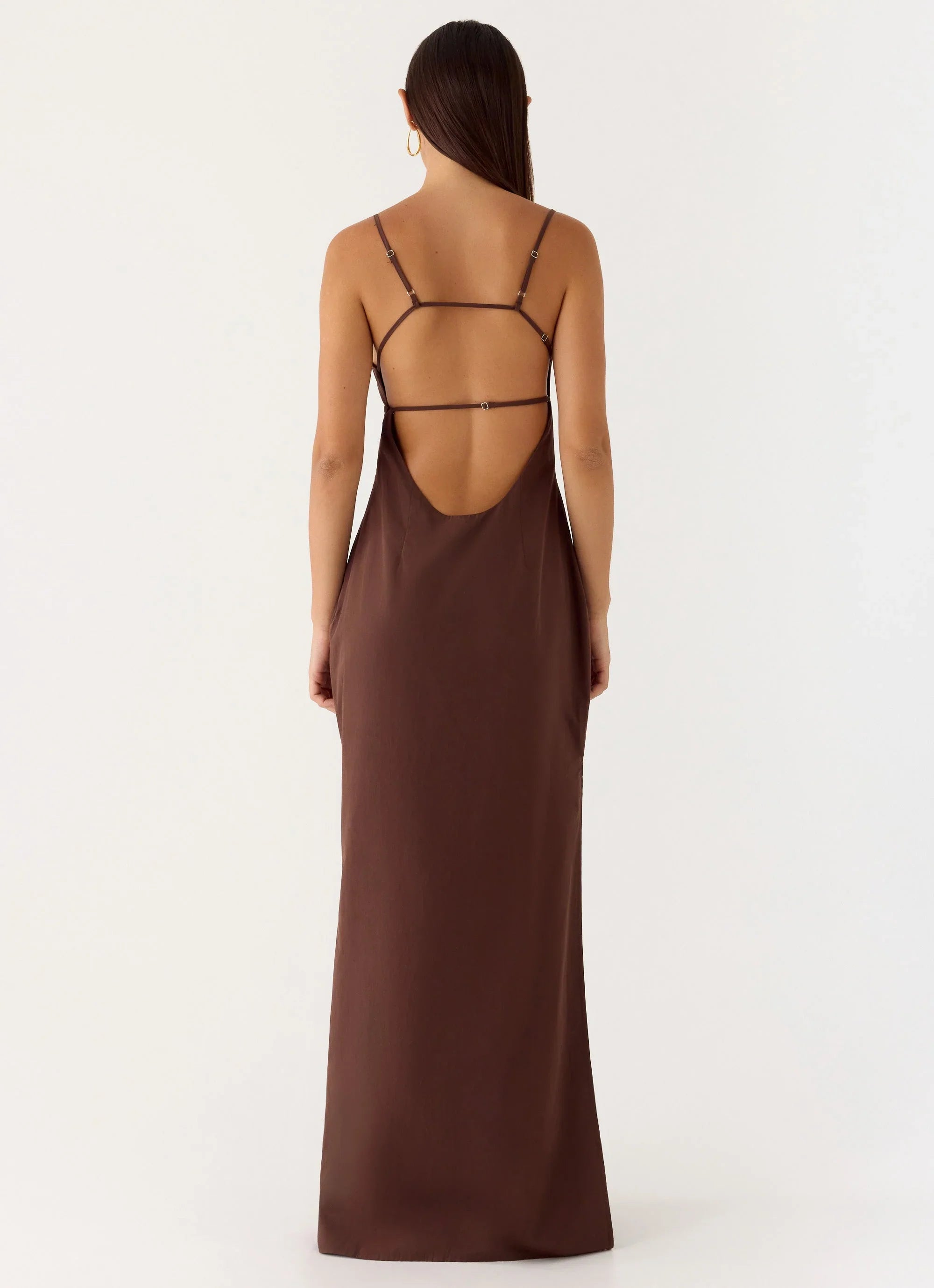 Off The Table Linen Maxi Dress Chocolate