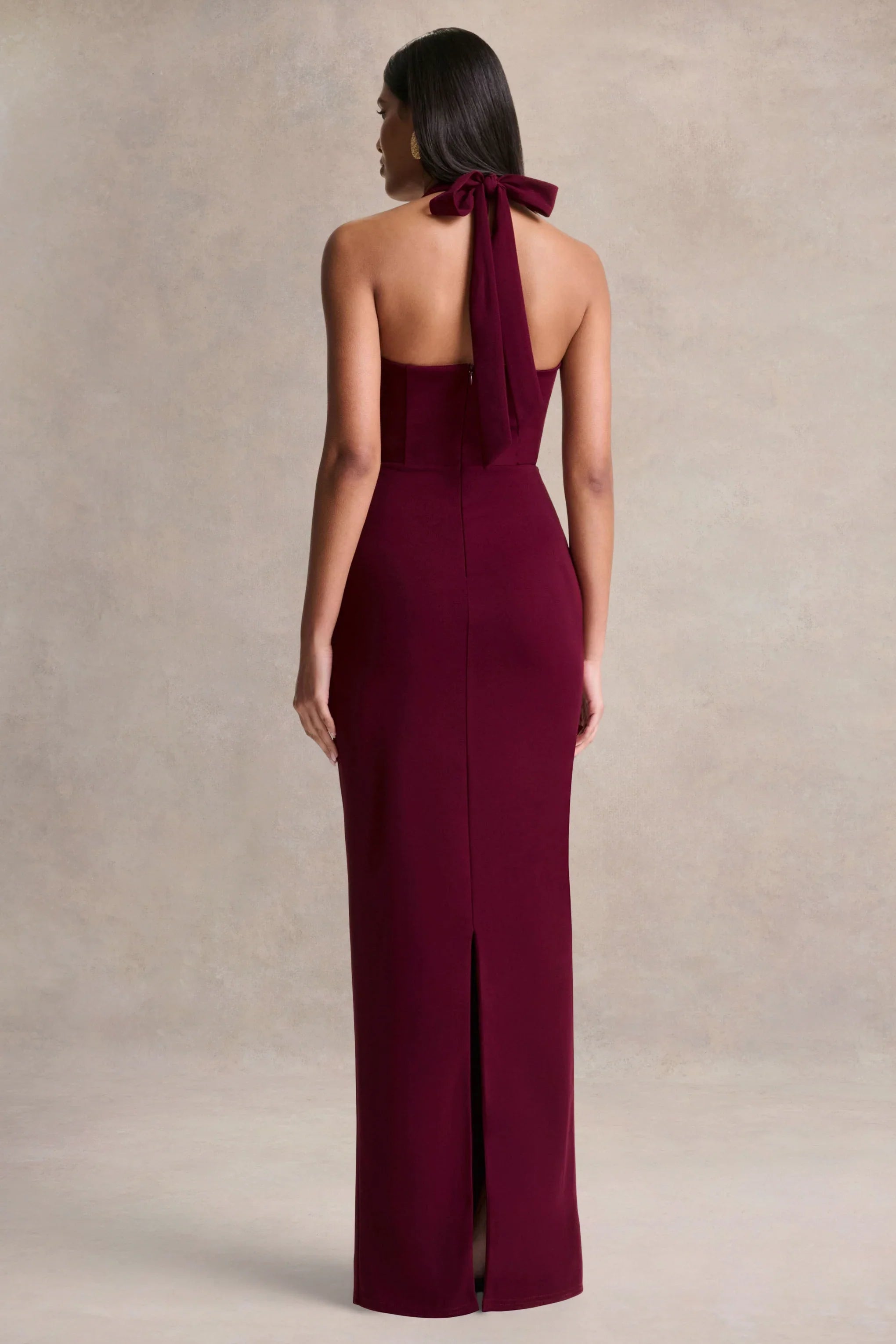 Robyn Burgundy Sweetheart Neck Maxi Dress