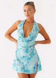 Cinzia Beaded Mini Dress Blue