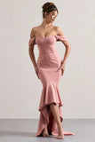 Cotillion Blush Sweetheart High Low Maxi Dress With Ruffle Hem