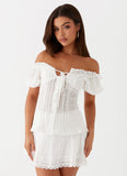 Hundred Percent Puff Sleeve Top White