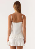 Lucie Mae Linen Mini Skirt White