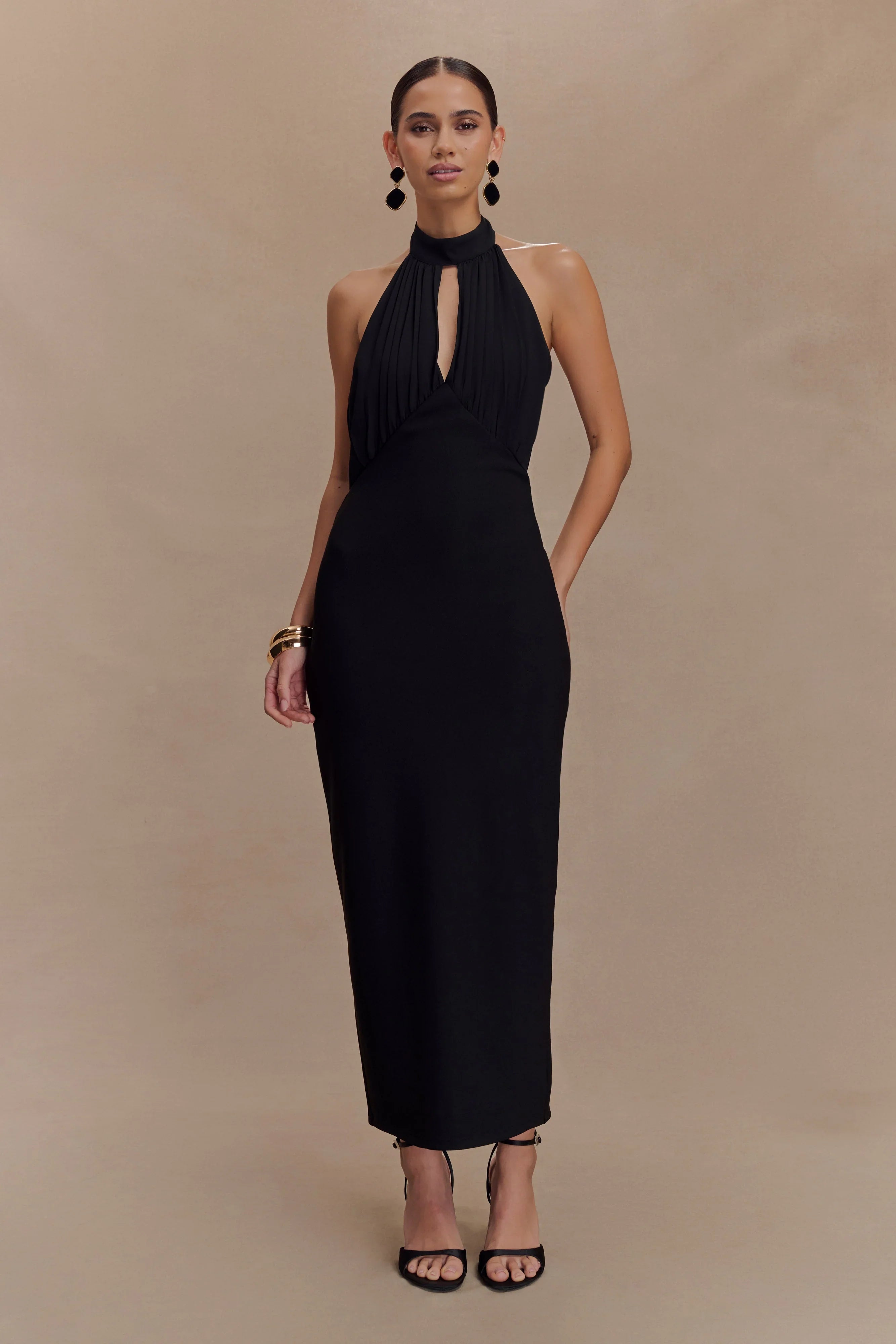 Mierah Halter Midi Dress Black