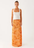 Corinna Low Rise Sequin Maxi Skirt Orange