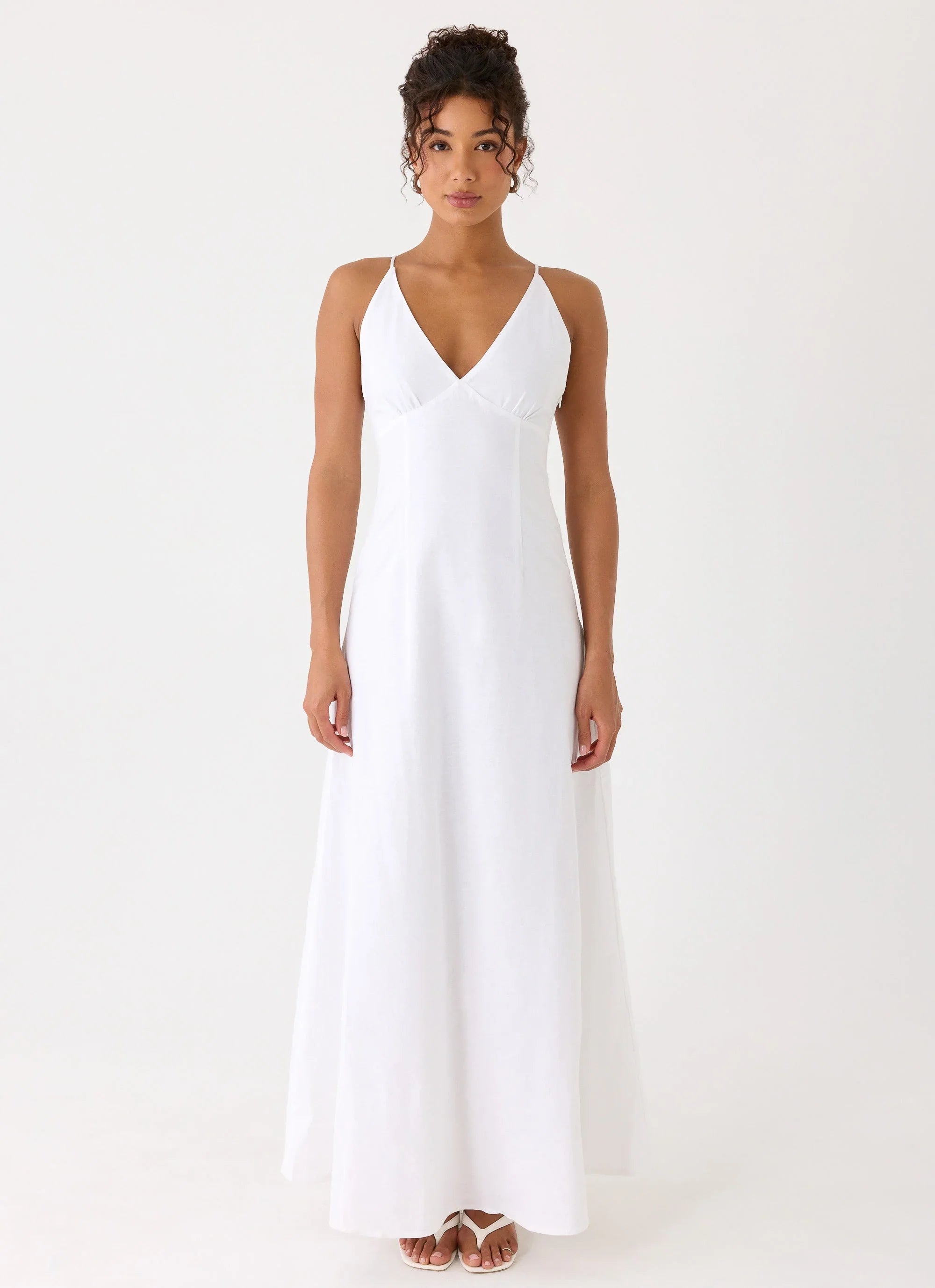Calianna Linen Maxi Dress White